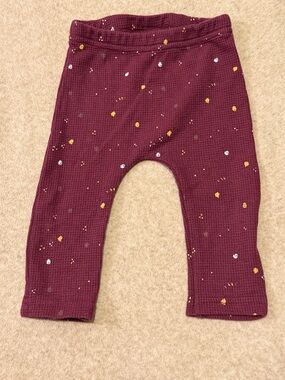 Kids Burgundy Waffle Knit Leggings with Confetti Print